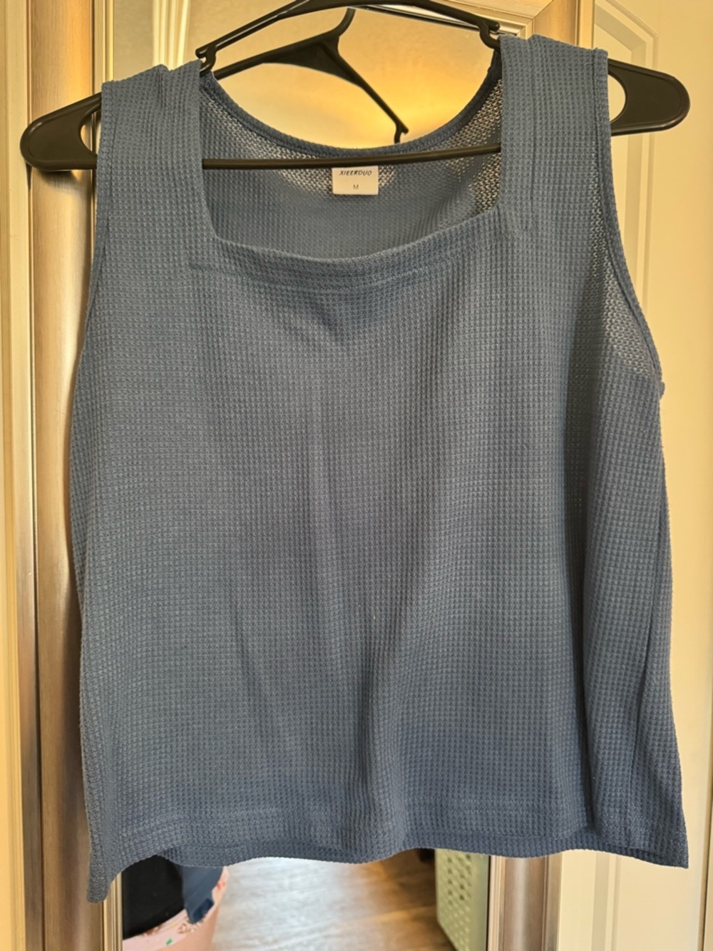 Amazon Blue Waffle Knit Tank Top